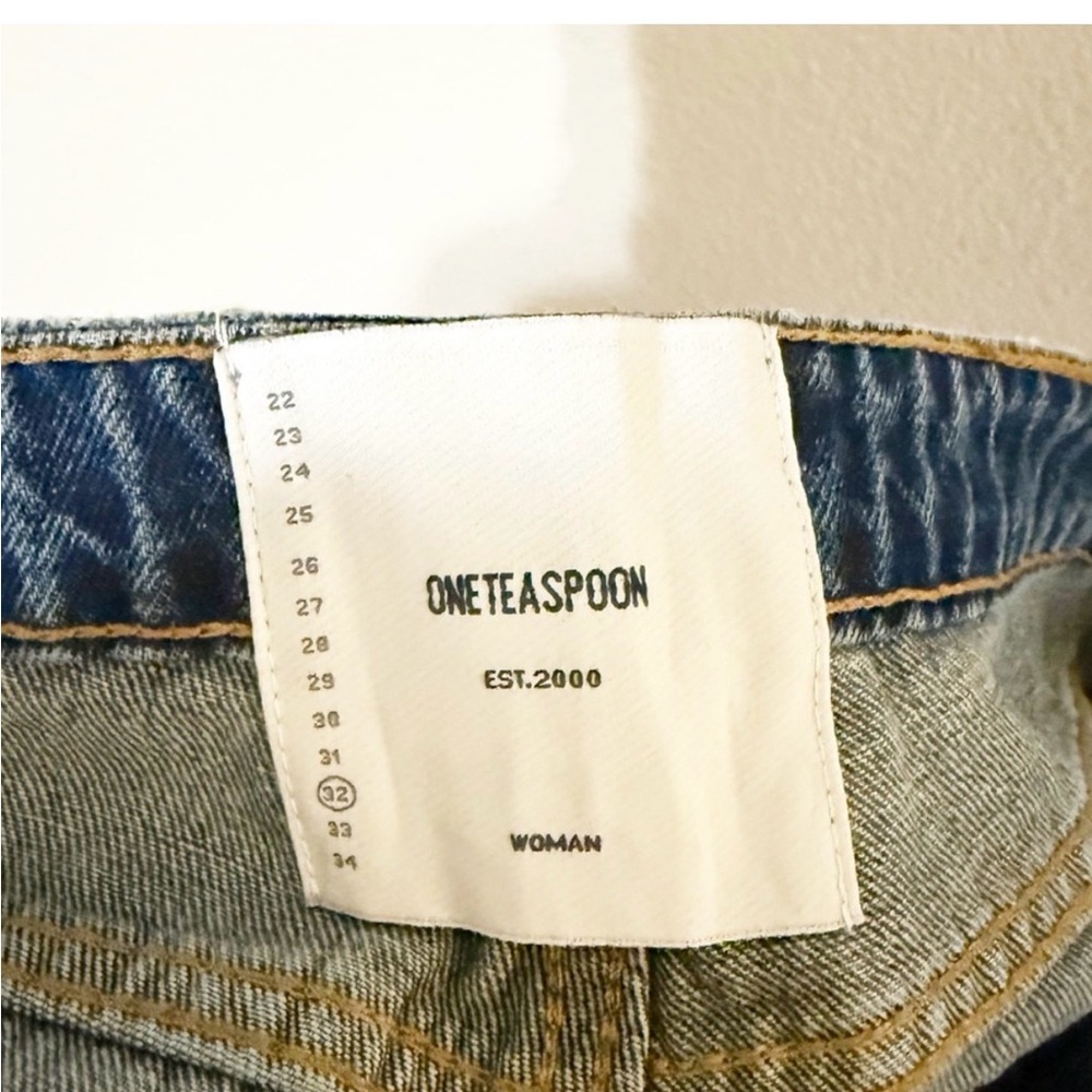 NWT Free People x One Teaspoon Barrel Leg Seamed Jeans in Deep Pacifica Jeans - Picture 4 of 6